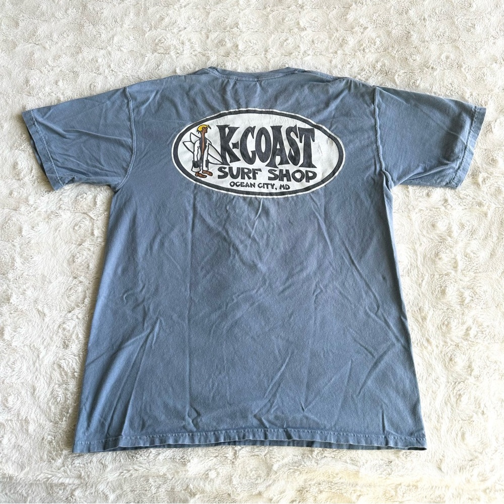 K-Coast Surf Shop Shirt Tee Womens Blue Ocean City Maryland MD Comfort Colors SS